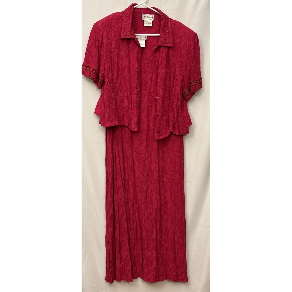 Women's Karin Stevens Embroidered Fuchsia Tank Top Dress & Jacket Set - Size 18